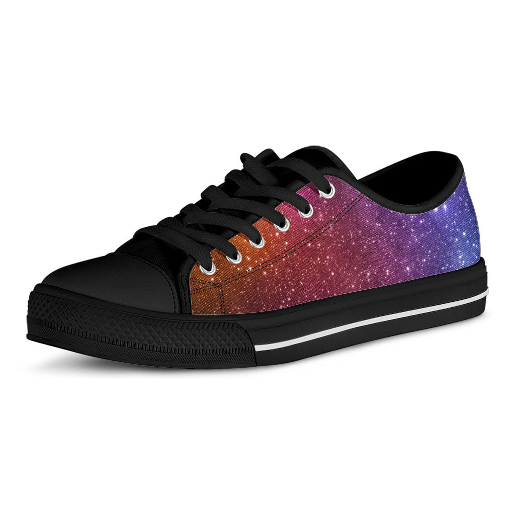 Colorful Stardust Galaxy Space Print Black Low Top Sneakers