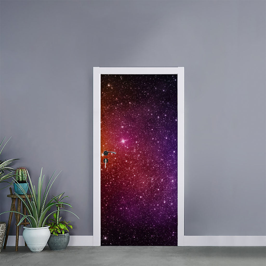 Colorful Stardust Galaxy Space Print Door Sticker