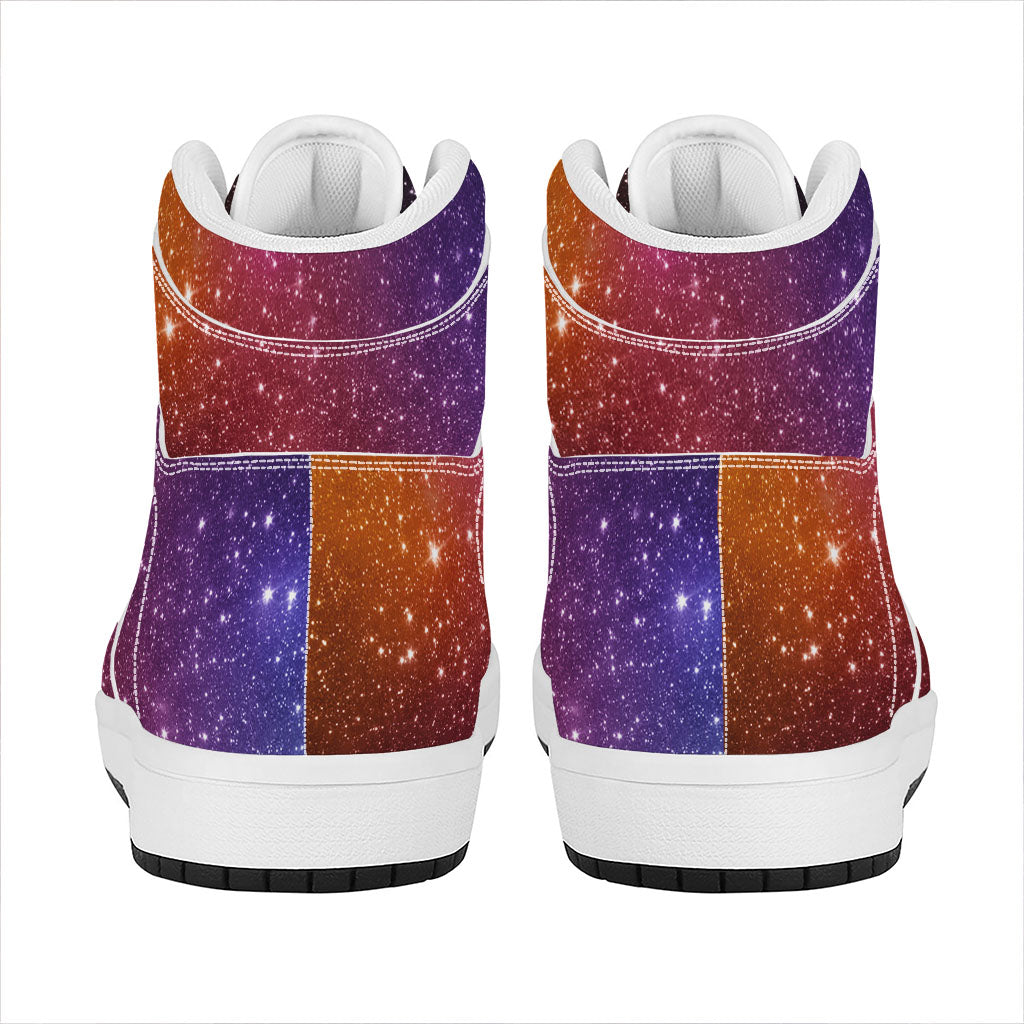 Colorful Stardust Galaxy Space Print High Top Leather Sneakers