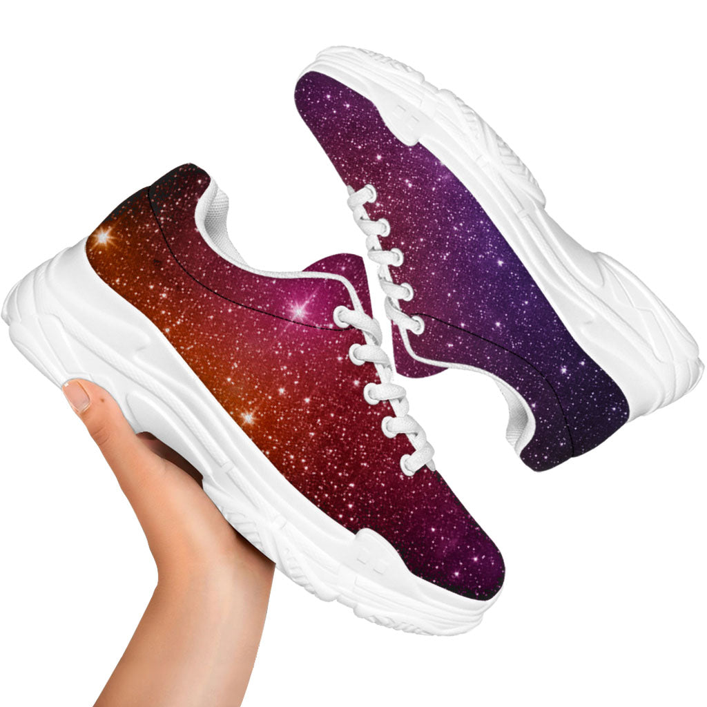 Colorful Stardust Galaxy Space Print White Chunky Shoes