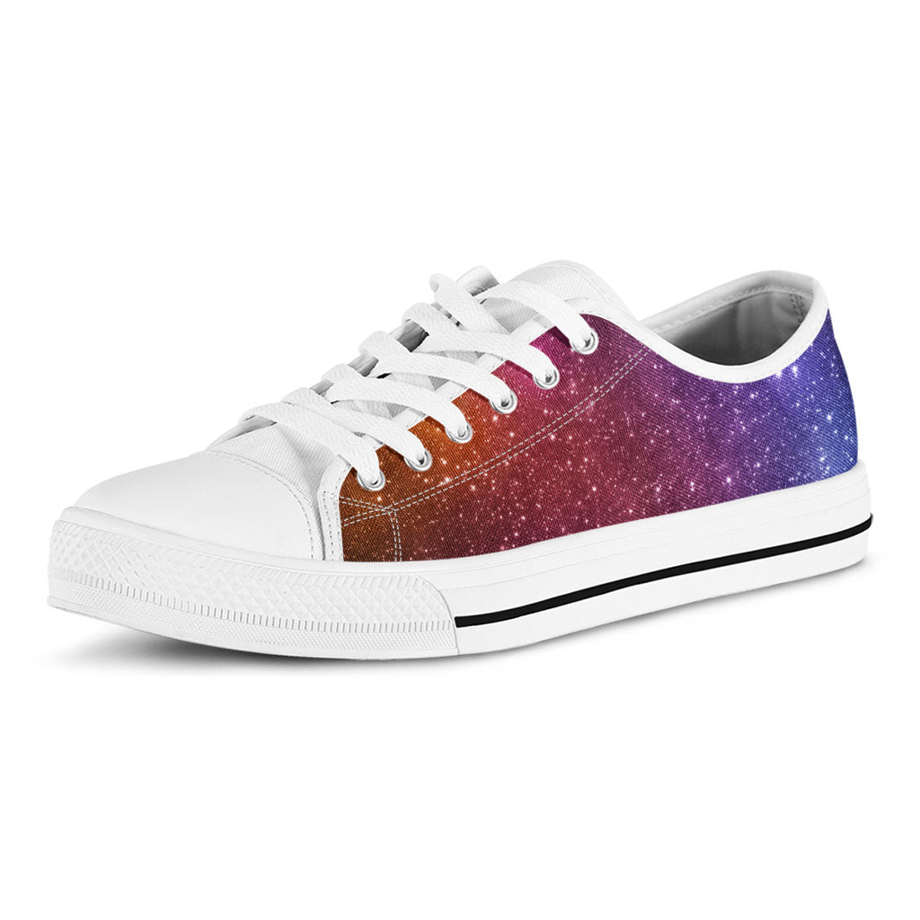Colorful Stardust Galaxy Space Print White Low Top Sneakers