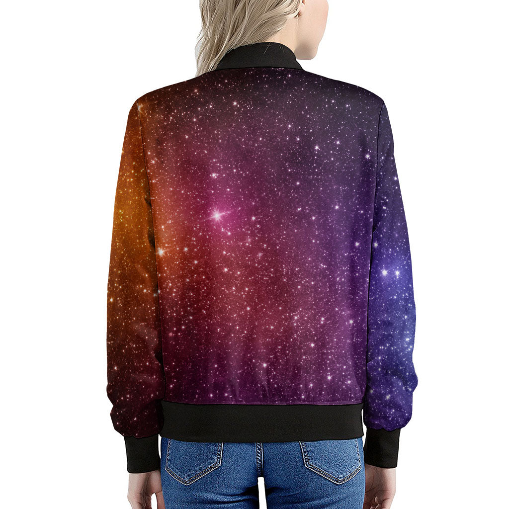 Colorful Stardust Galaxy Space Print Women's Bomber Jacket