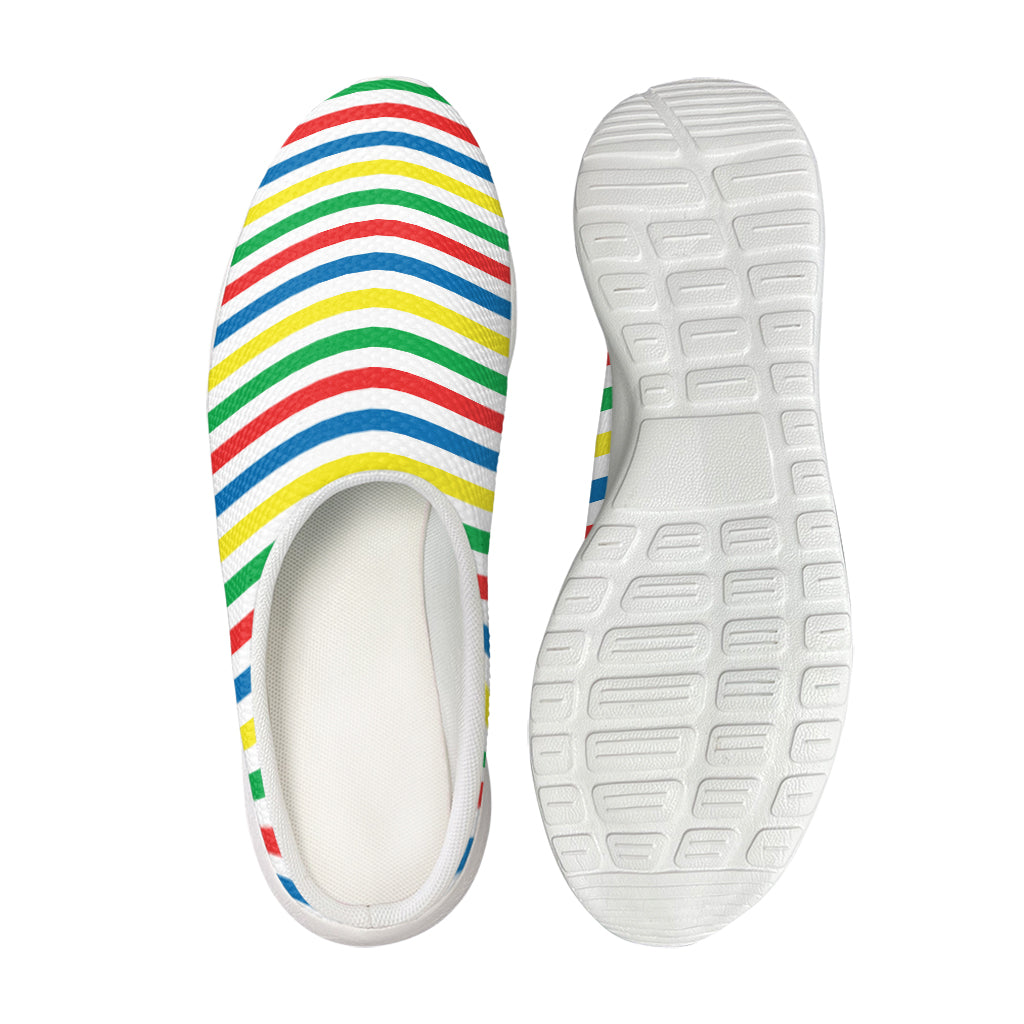Colorful Striped Pattern Print Mesh Casual Shoes
