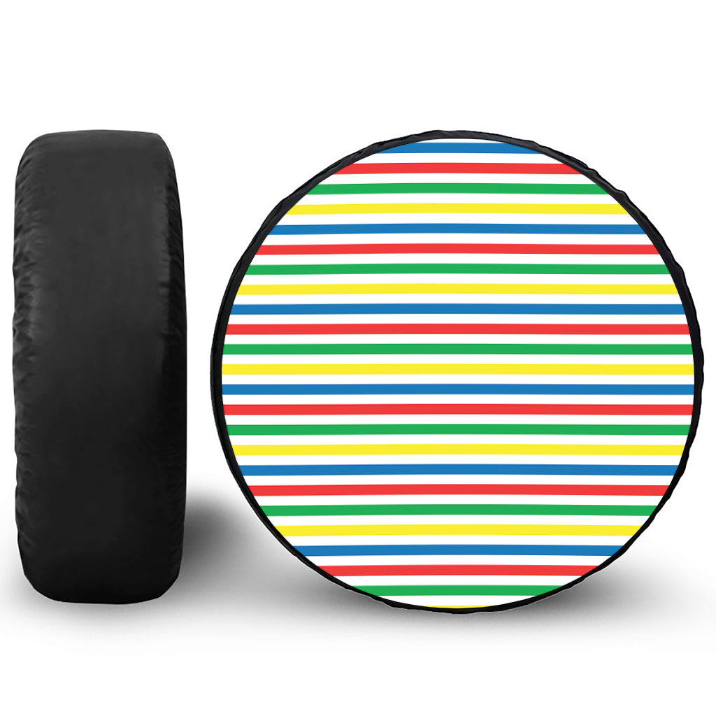 Colorful Striped Pattern Print Tire Cover
