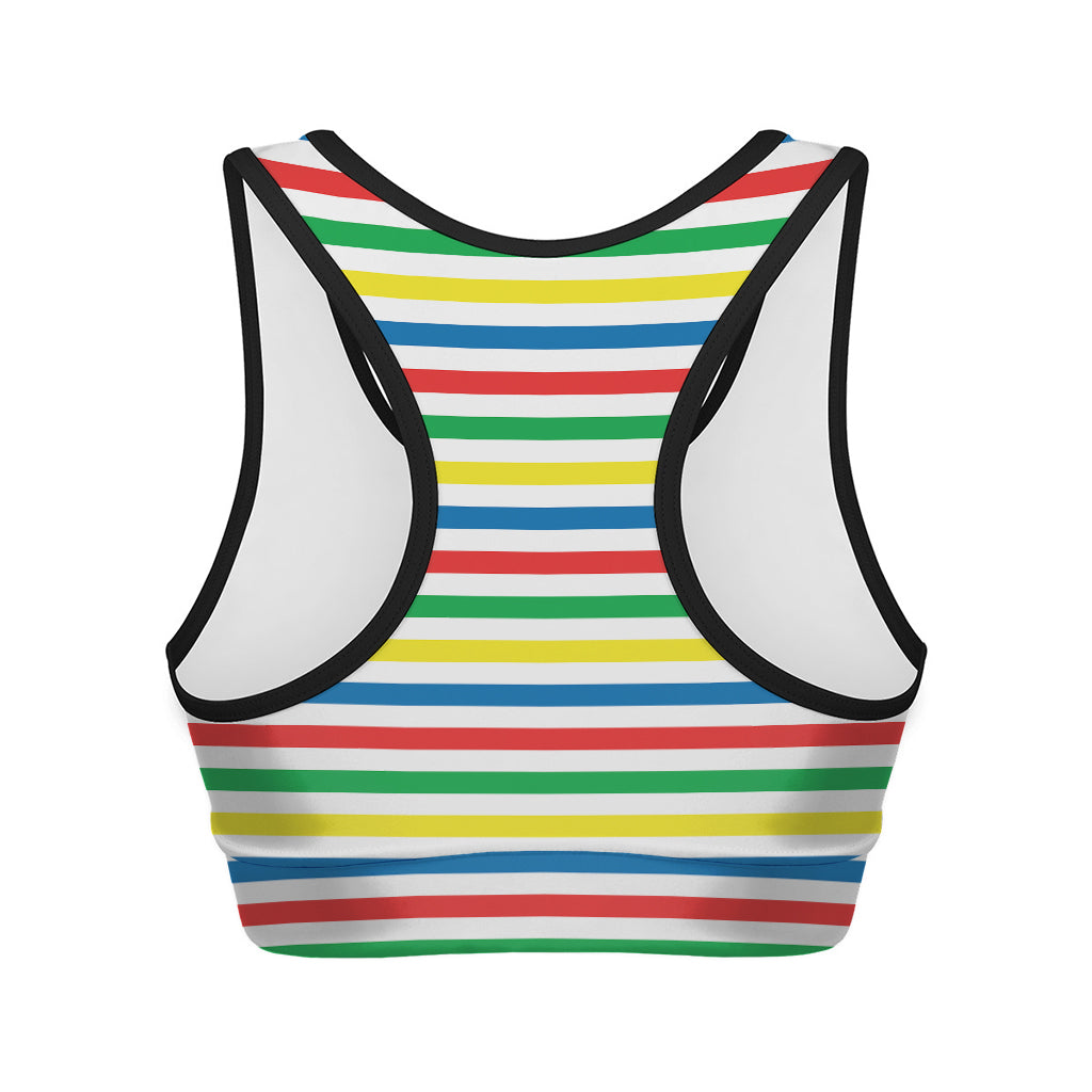 Colorful Striped Pattern Print Women's Sports Bra