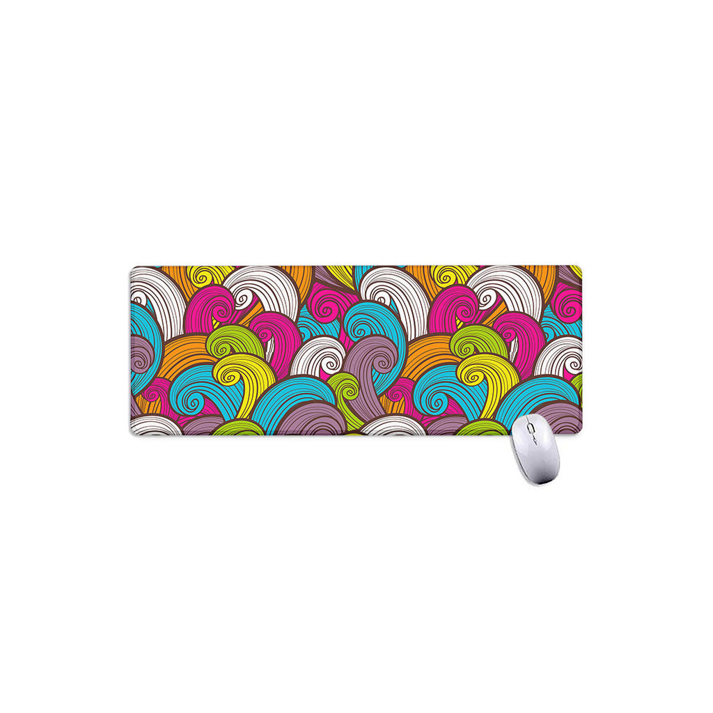Colorful Surfing Wave Pattern Print Extended Mouse Pad