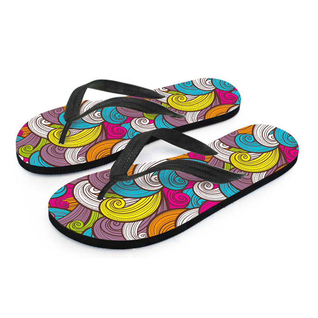 Colorful Surfing Wave Pattern Print Flip Flops