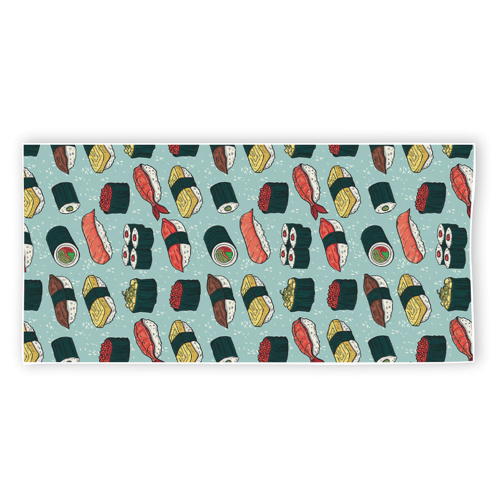 Colorful Sushi And Rolls Pattern Print Beach Towel
