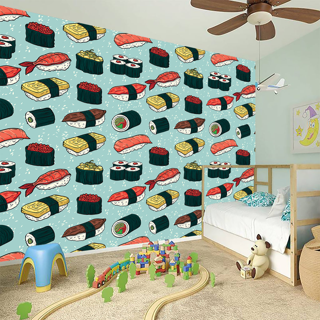 Colorful Sushi And Rolls Pattern Print Wall Sticker