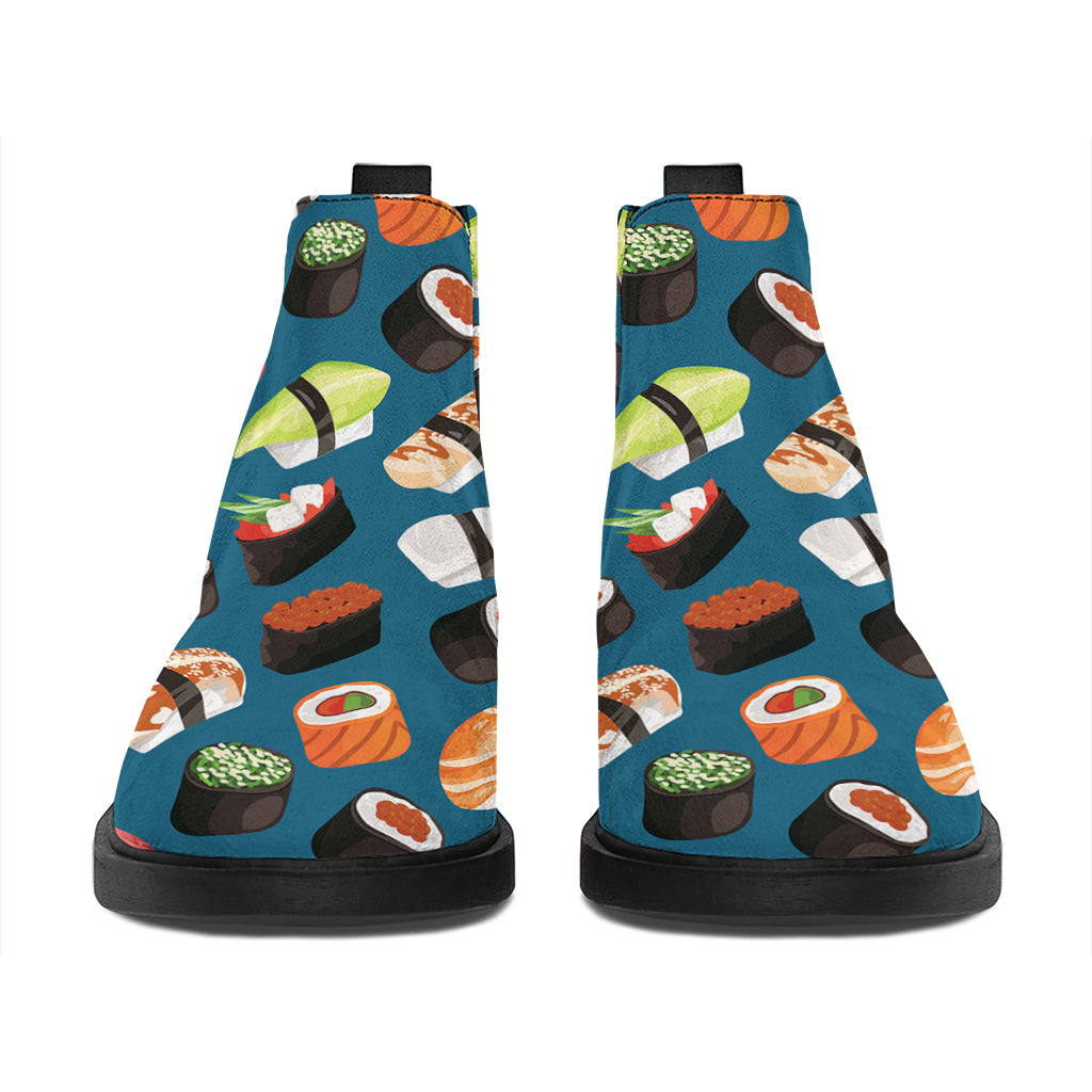Colorful Sushi Pattern Print Flat Ankle Boots