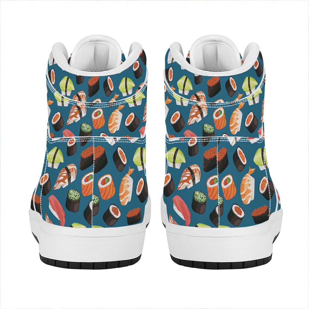 Colorful Sushi Pattern Print High Top Leather Sneakers