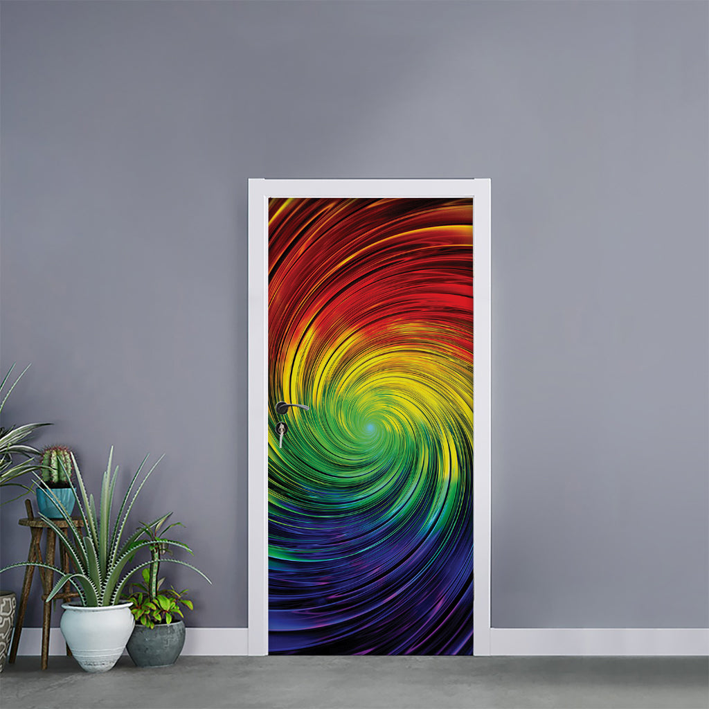 Colorful Swirl Print Door Sticker