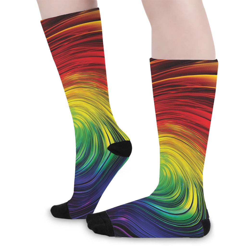 Colorful Swirl Print Long Socks