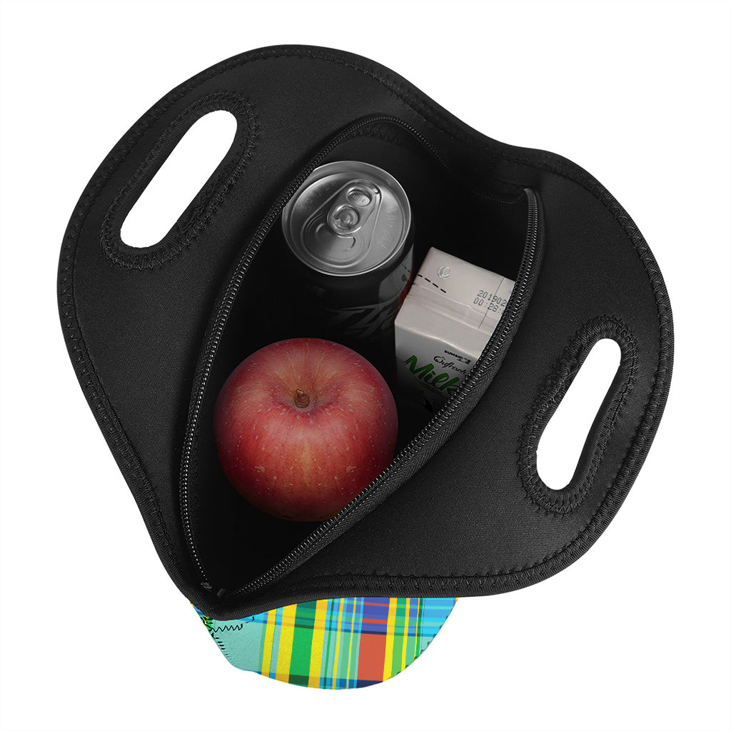 Colorful Tartan Pattern Print Neoprene Lunch Bag