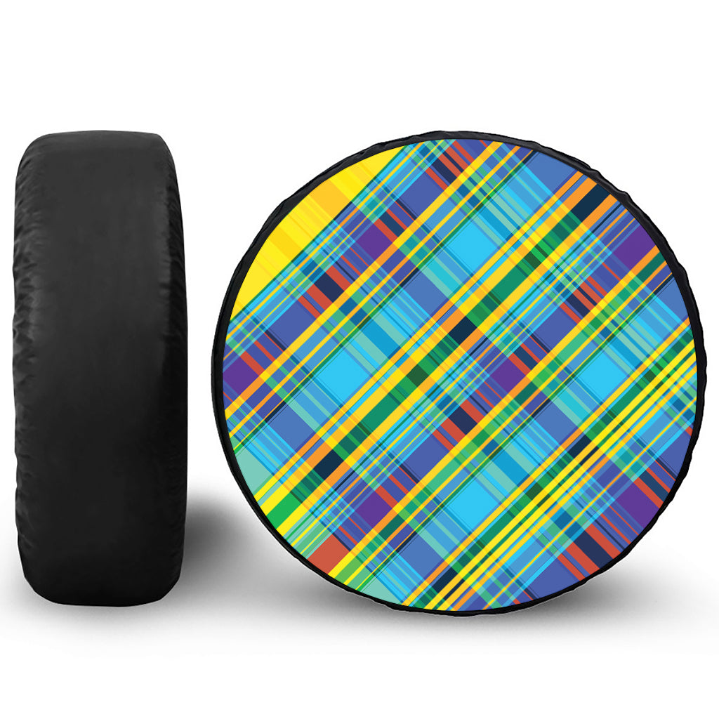 Colorful Tartan Pattern Print Tire Cover