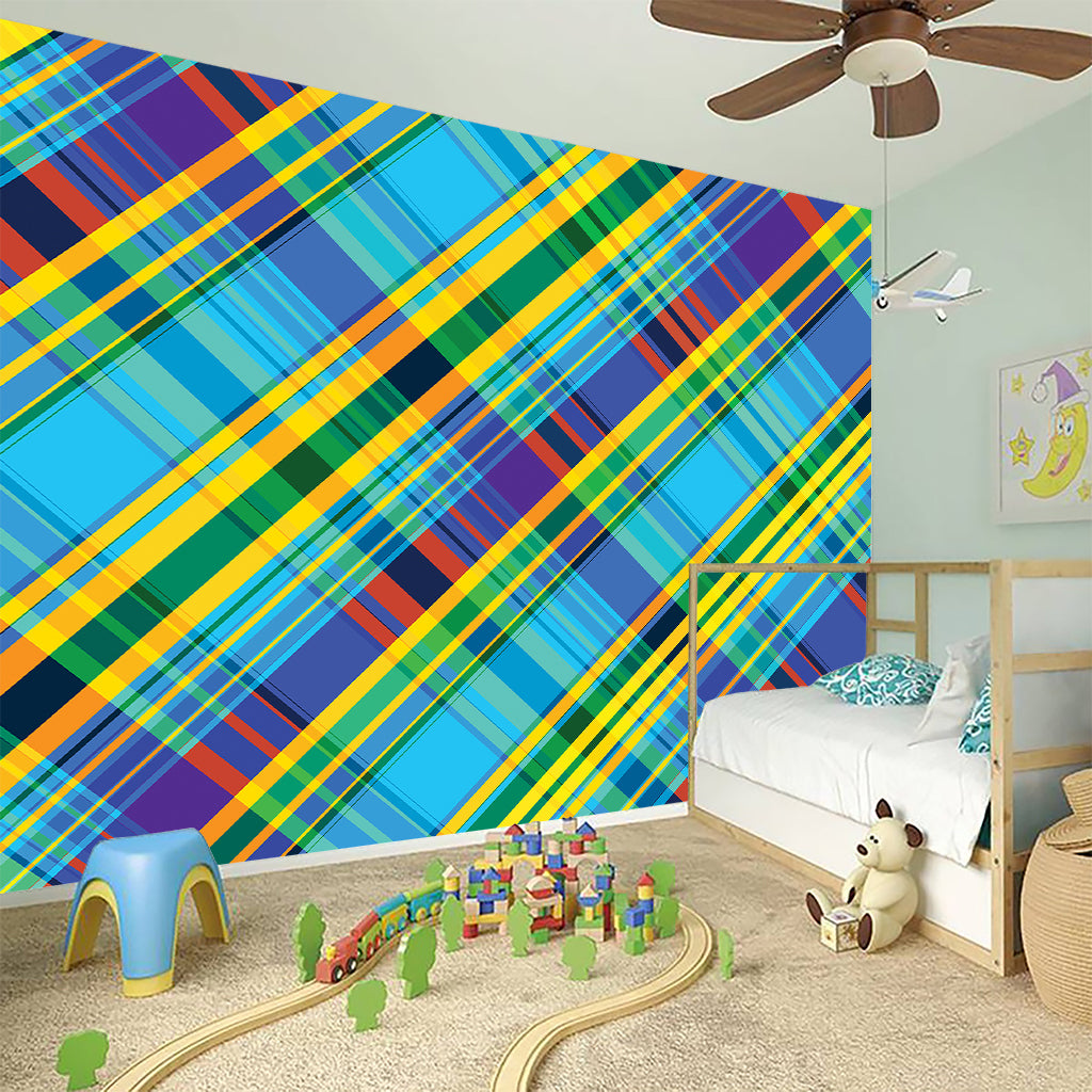 Colorful Tartan Pattern Print Wall Sticker