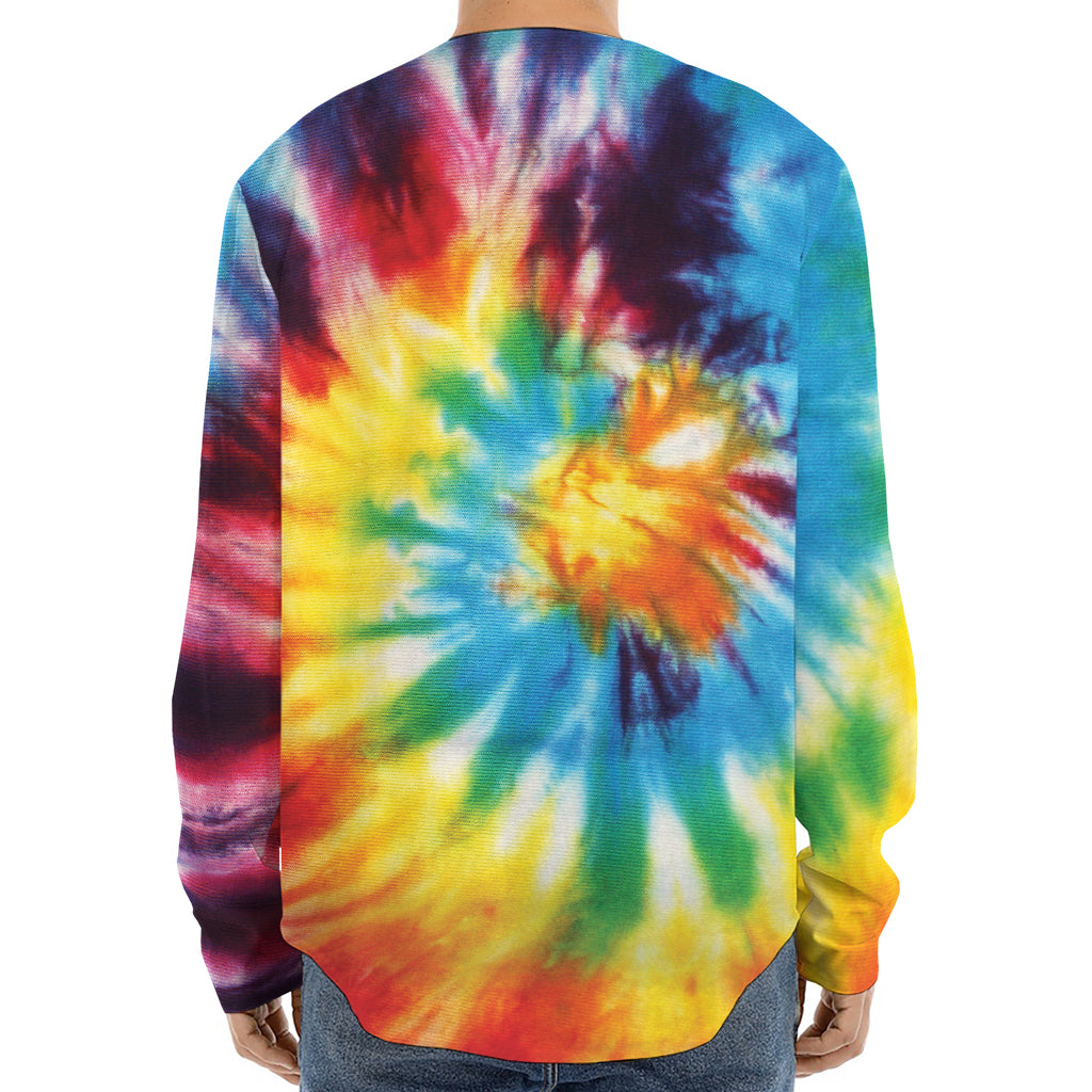 Colorful Tie Dye Print Long Sleeve Baseball Jersey