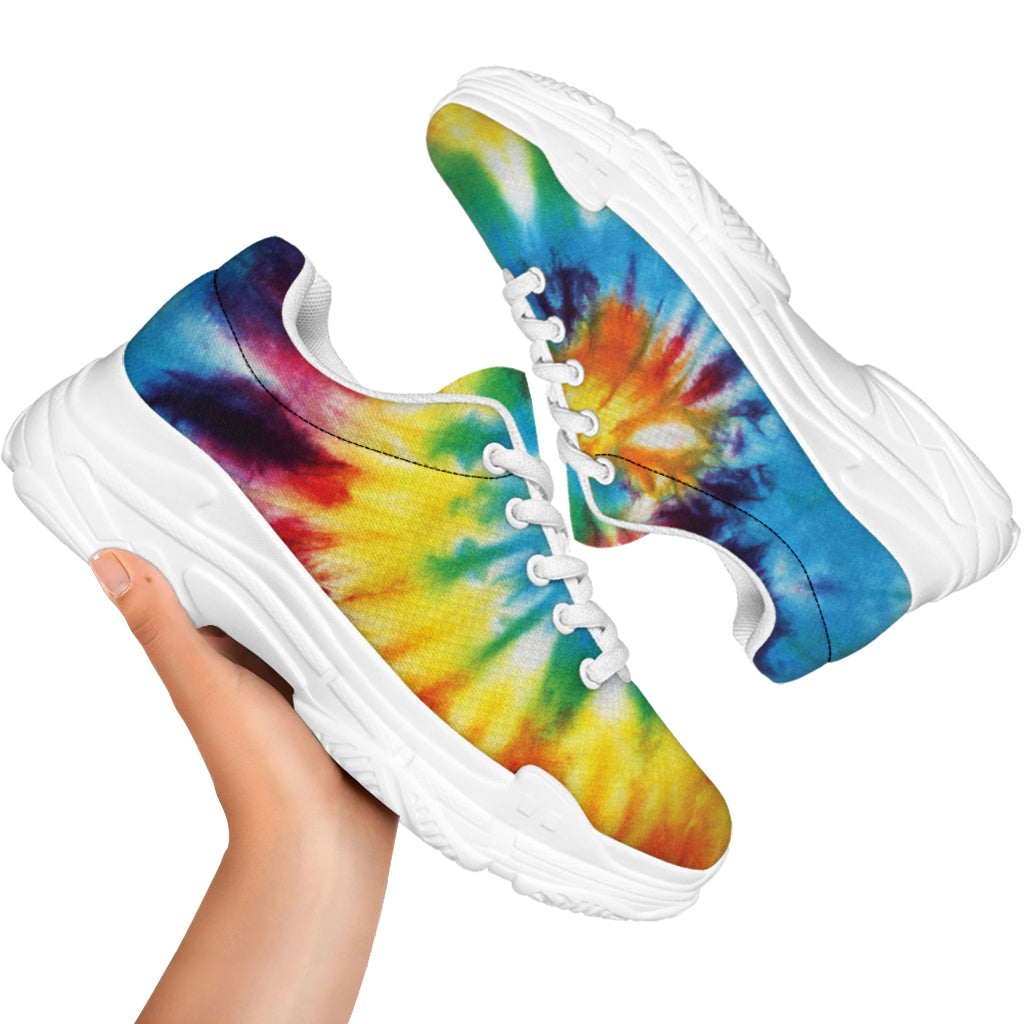 Colorful Tie Dye Print White Chunky Shoes