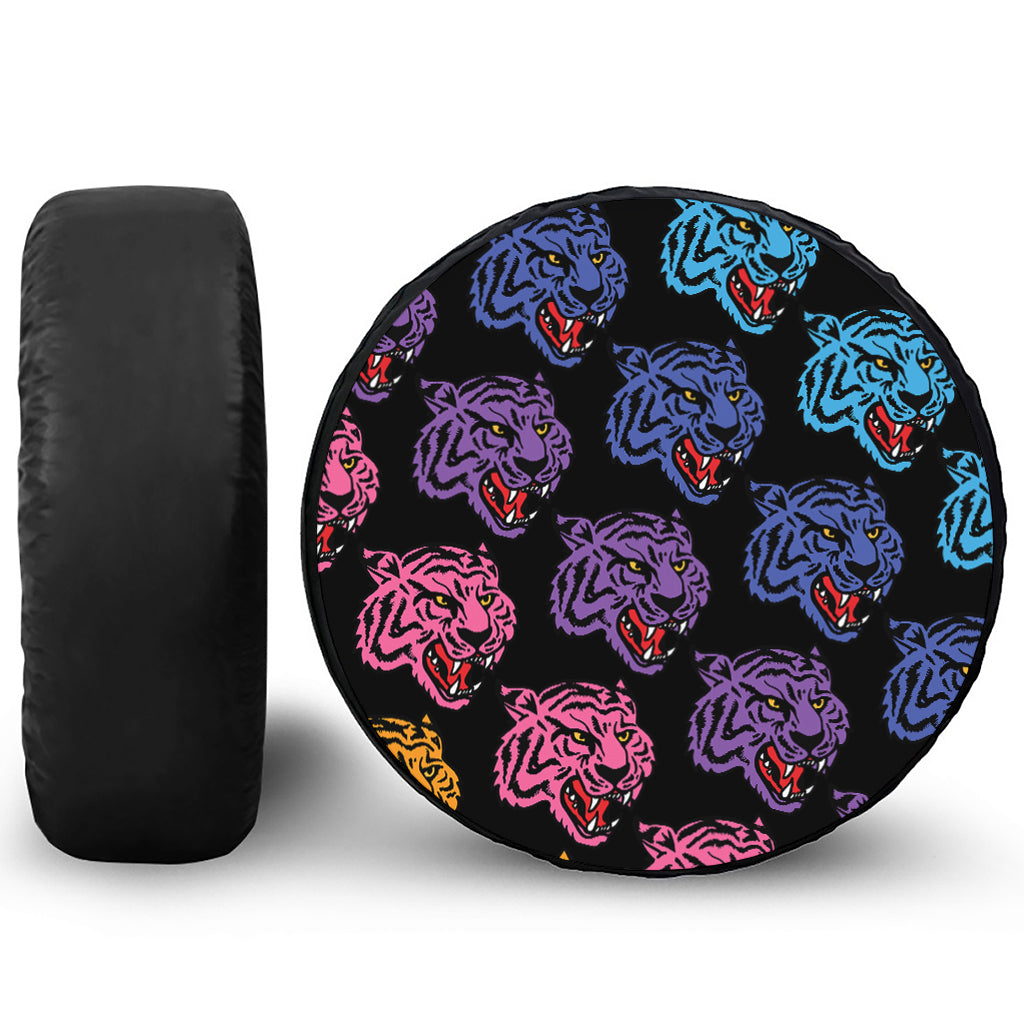 Colorful Tiger Head Pattern Print Tire Cover