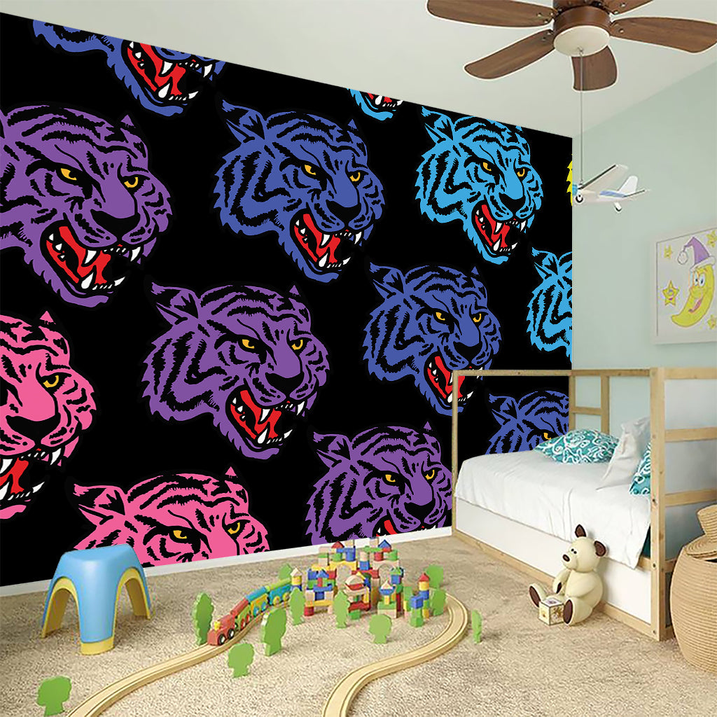 Colorful Tiger Head Pattern Print Wall Sticker