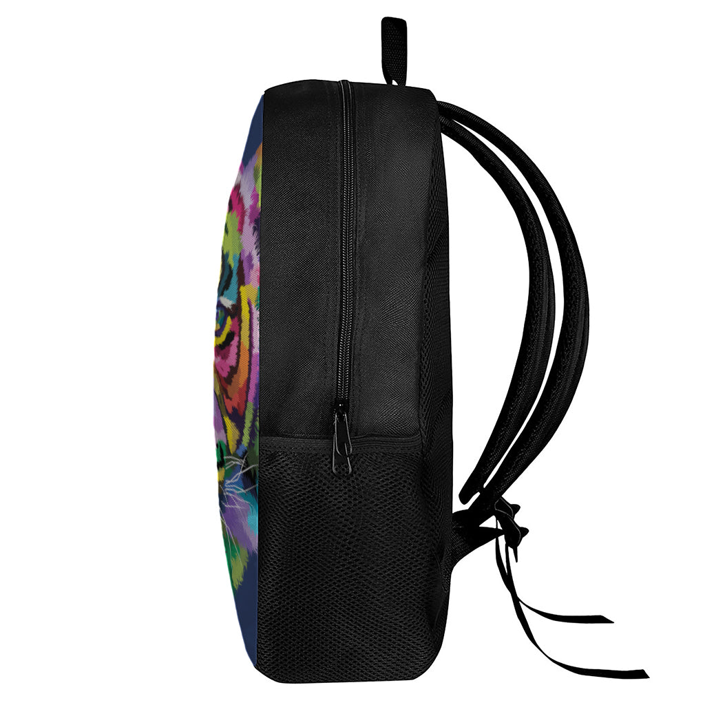 Colorful Tiger Portrait Print 17 Inch Backpack
