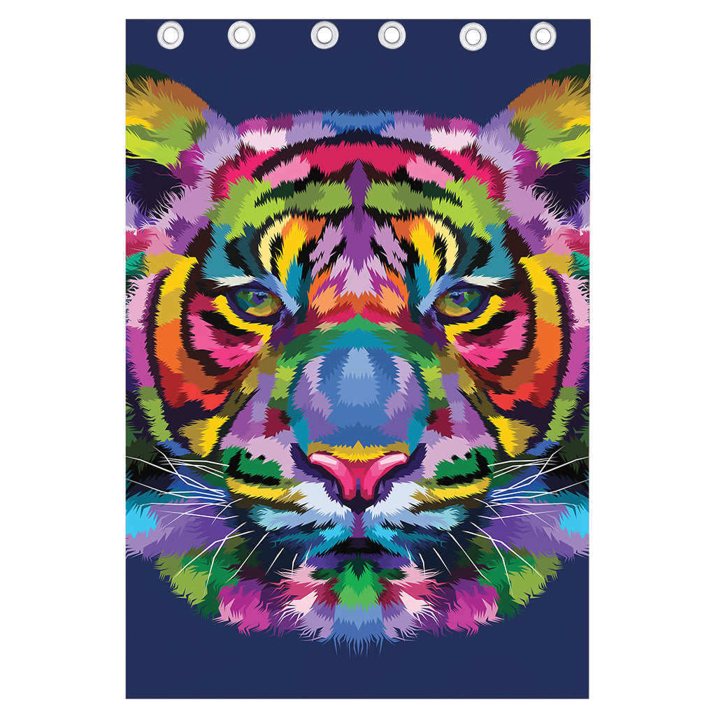 Colorful Tiger Portrait Print Curtain