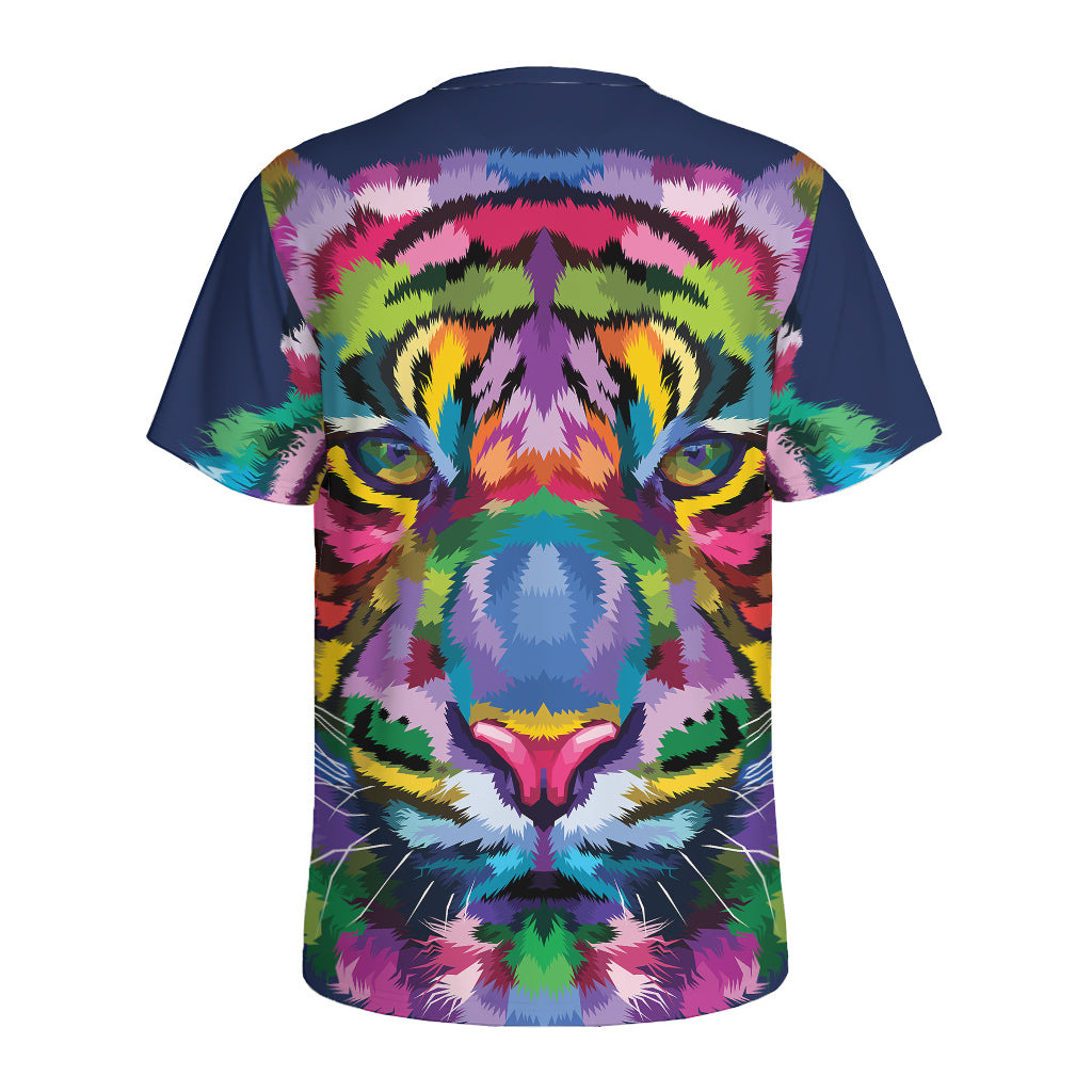 Colorful Tiger Portrait Print Men's Sports T-Shirt