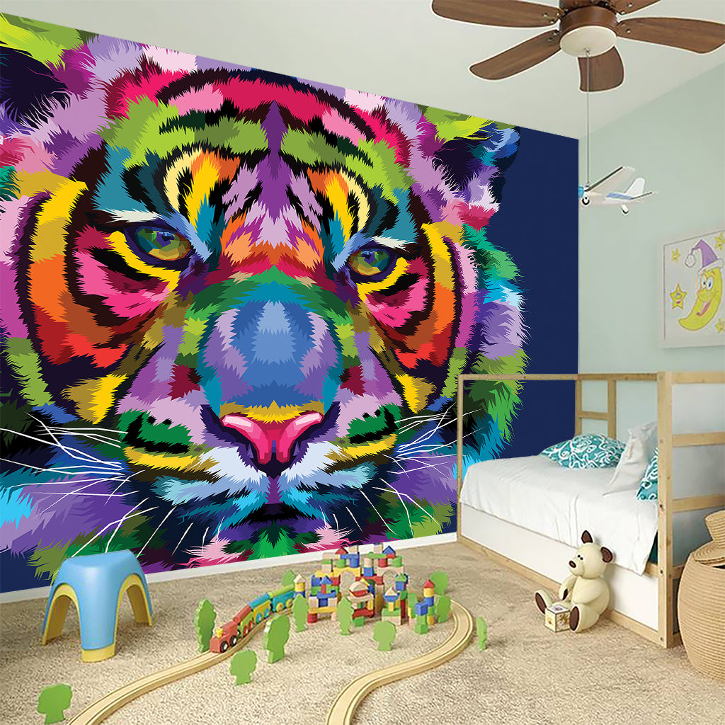 Colorful Tiger Portrait Print Wall Sticker
