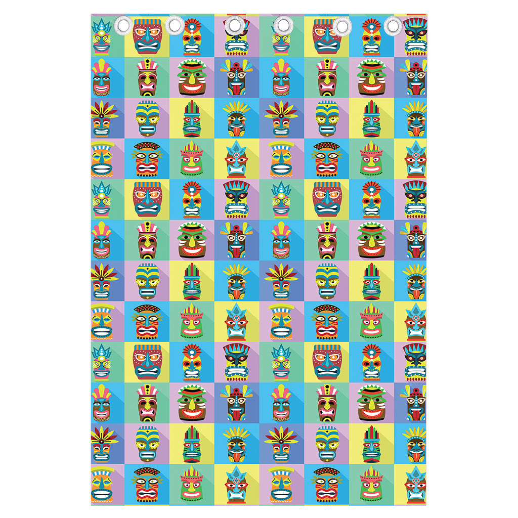 Colorful Tiki Pattern Print Curtain