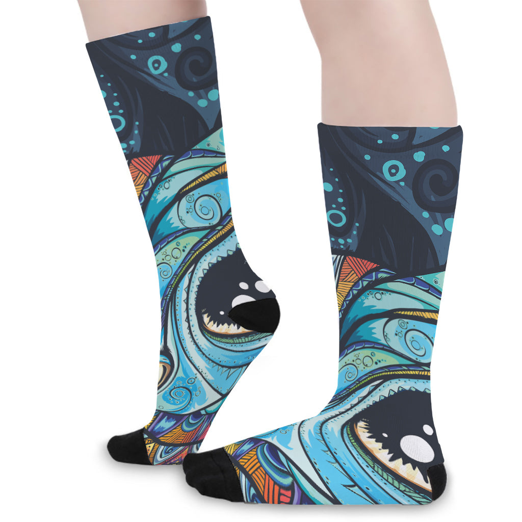Colorful Tribal Owl Print Long Socks