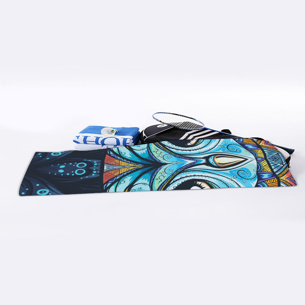 Colorful Tribal Owl Print Sports Towel