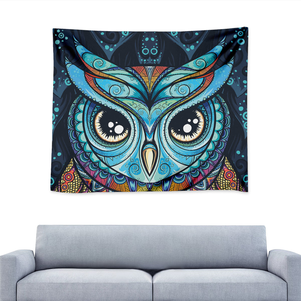 Colorful Tribal Owl Print Tapestry