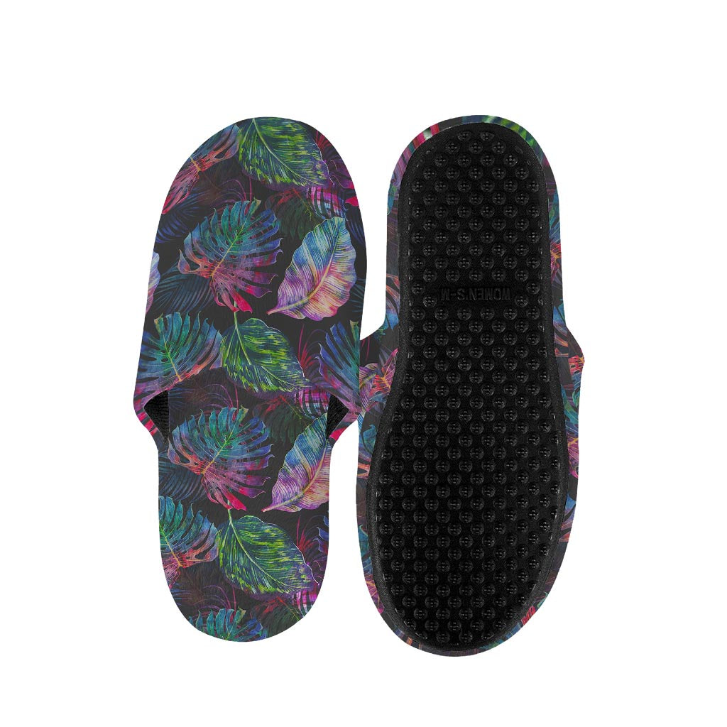 Colorful Tropical Leaves Pattern Print Slippers