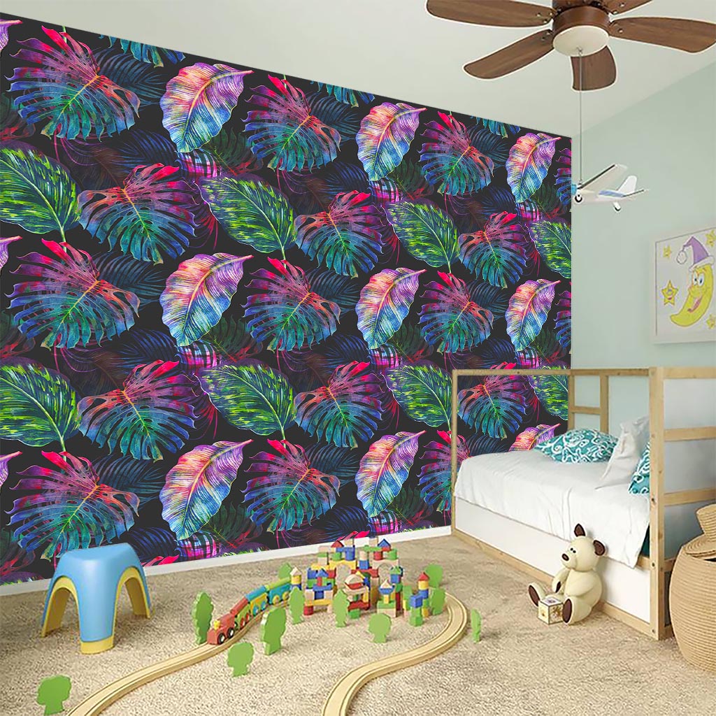 Colorful Tropical Leaves Pattern Print Wall Sticker