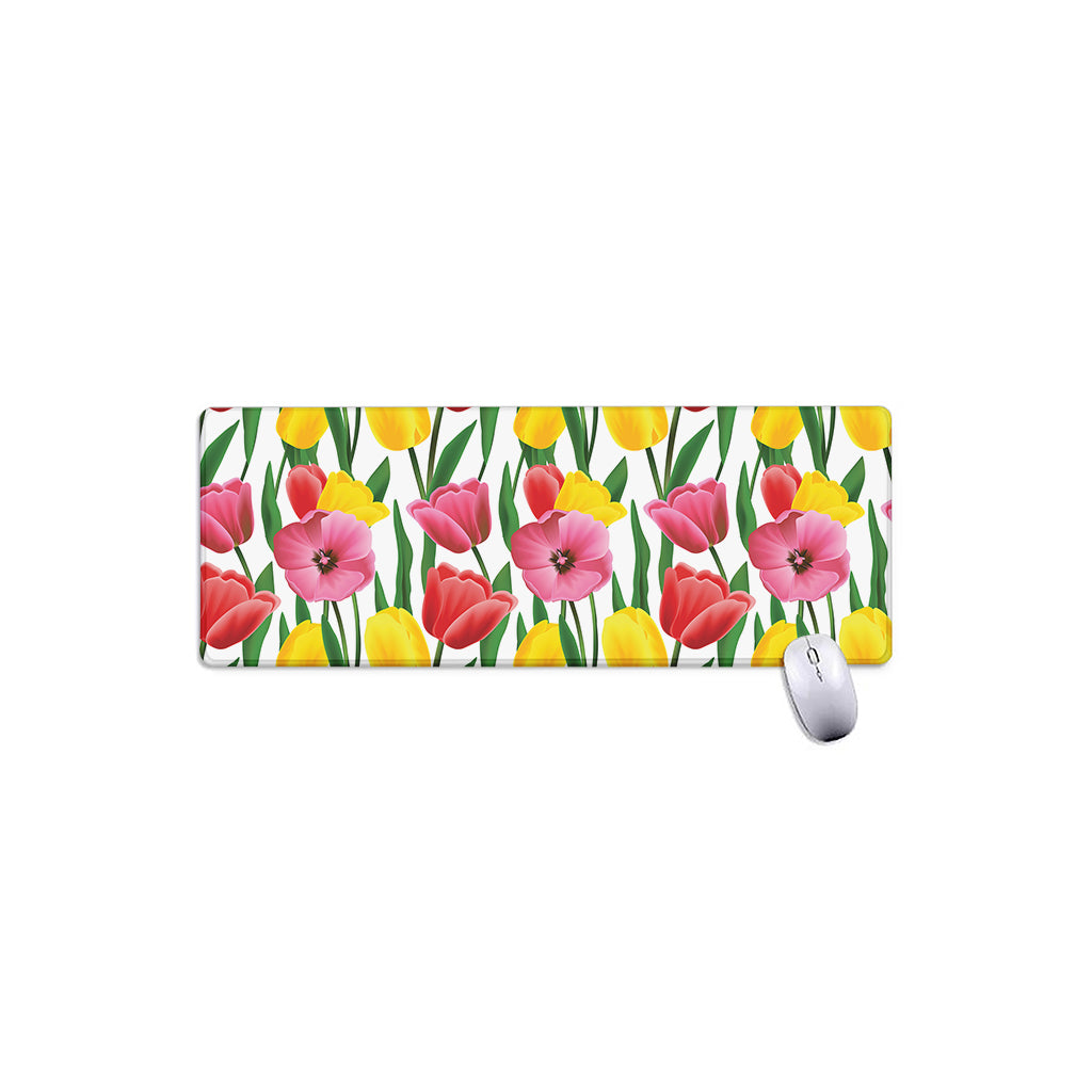 Colorful Tulip Pattern Print Extended Mouse Pad