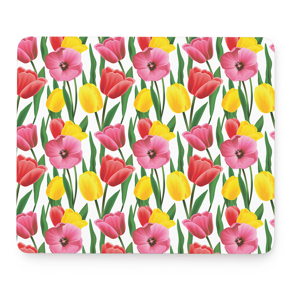 Colorful Tulip Pattern Print Mouse Pad