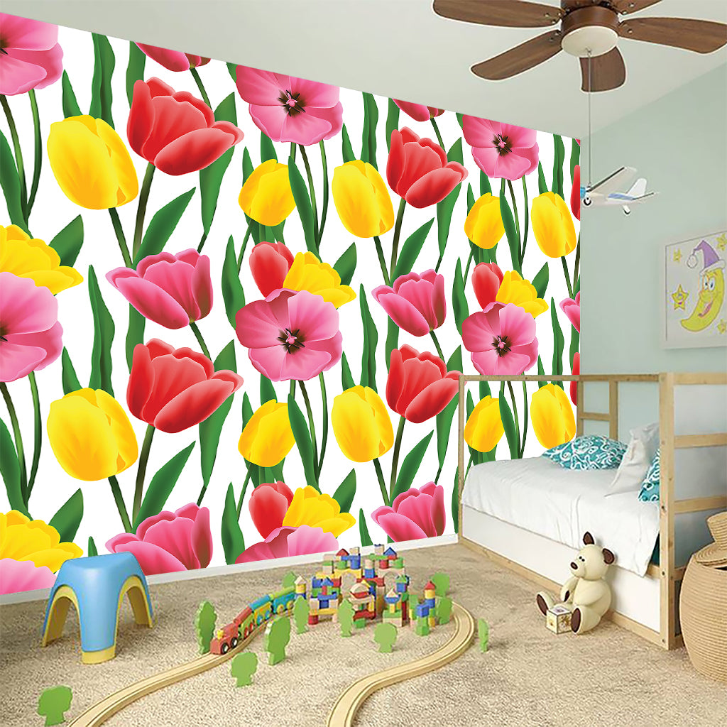 Colorful Tulip Pattern Print Wall Sticker