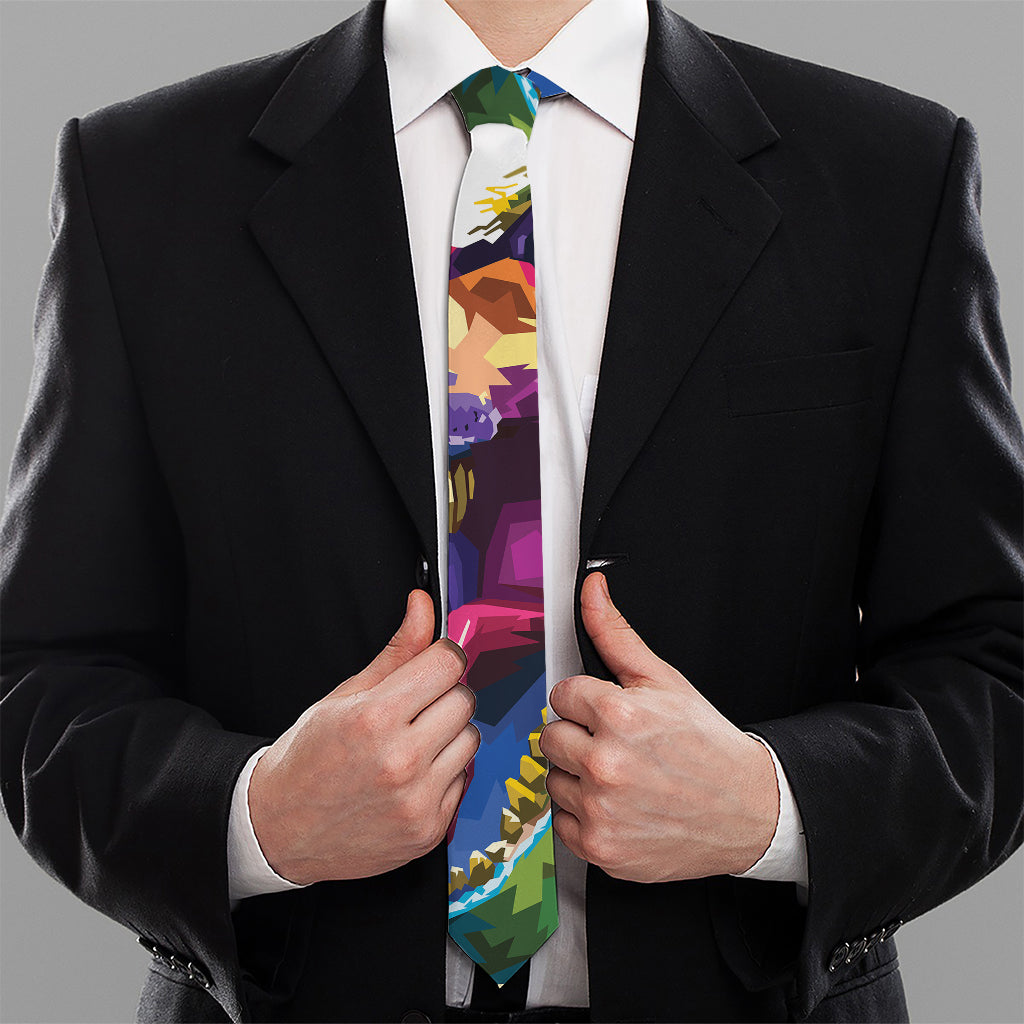 Colorful Tyrannosaurus Rex Print Necktie