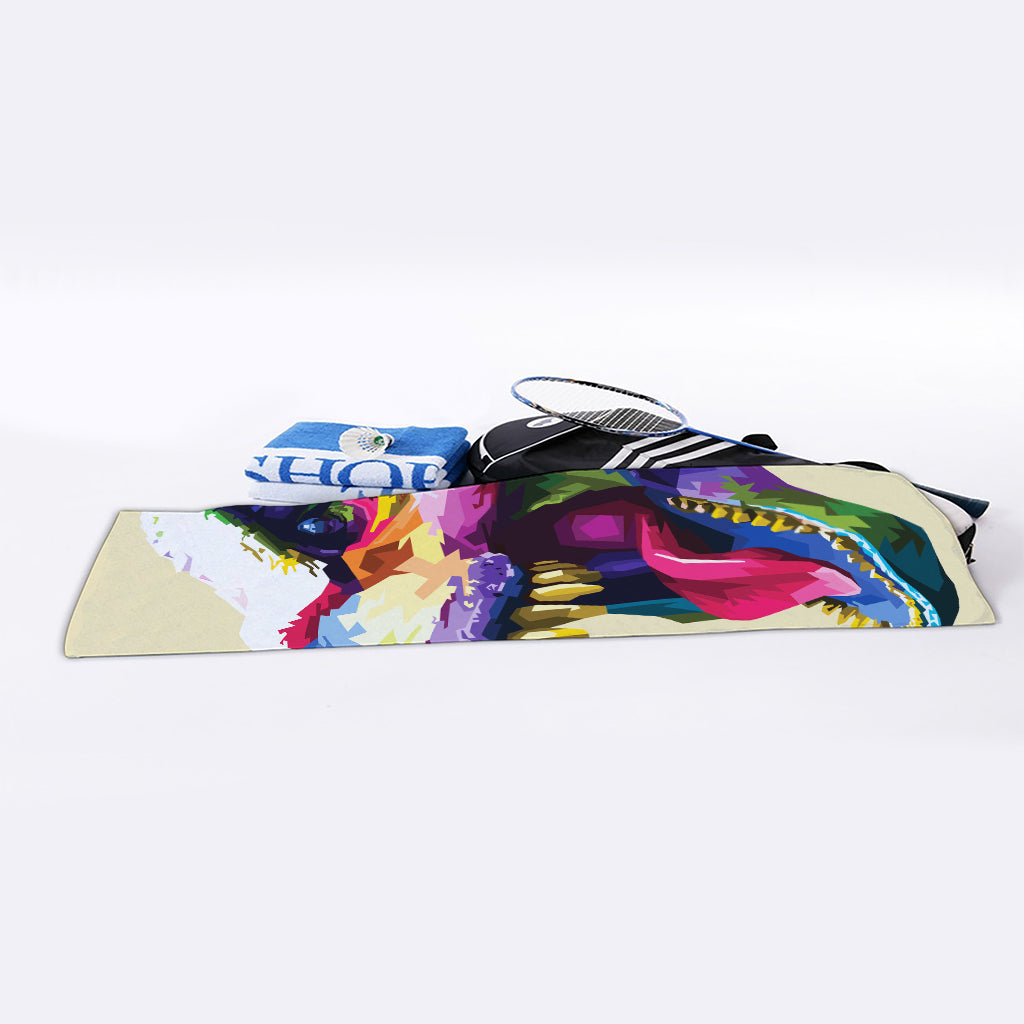 Colorful Tyrannosaurus Rex Print Sports Towel