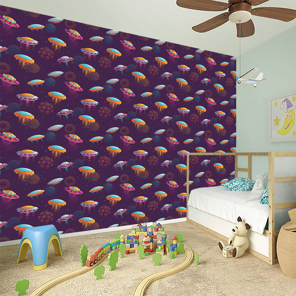 Colorful UFO Pattern Print Wall Sticker