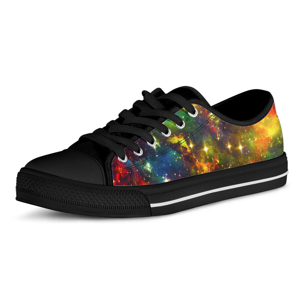 Colorful Universe Galaxy Space Print Black Low Top Sneakers