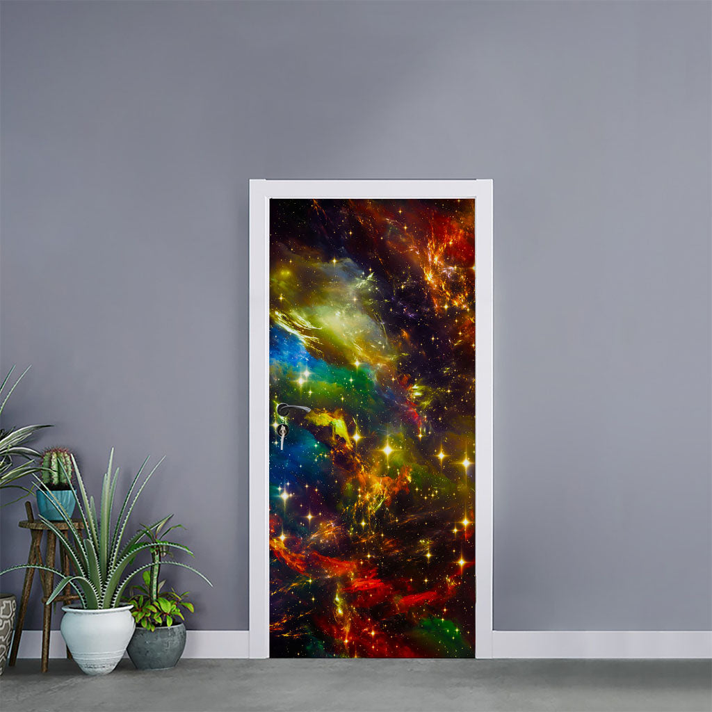 Colorful Universe Galaxy Space Print Door Sticker