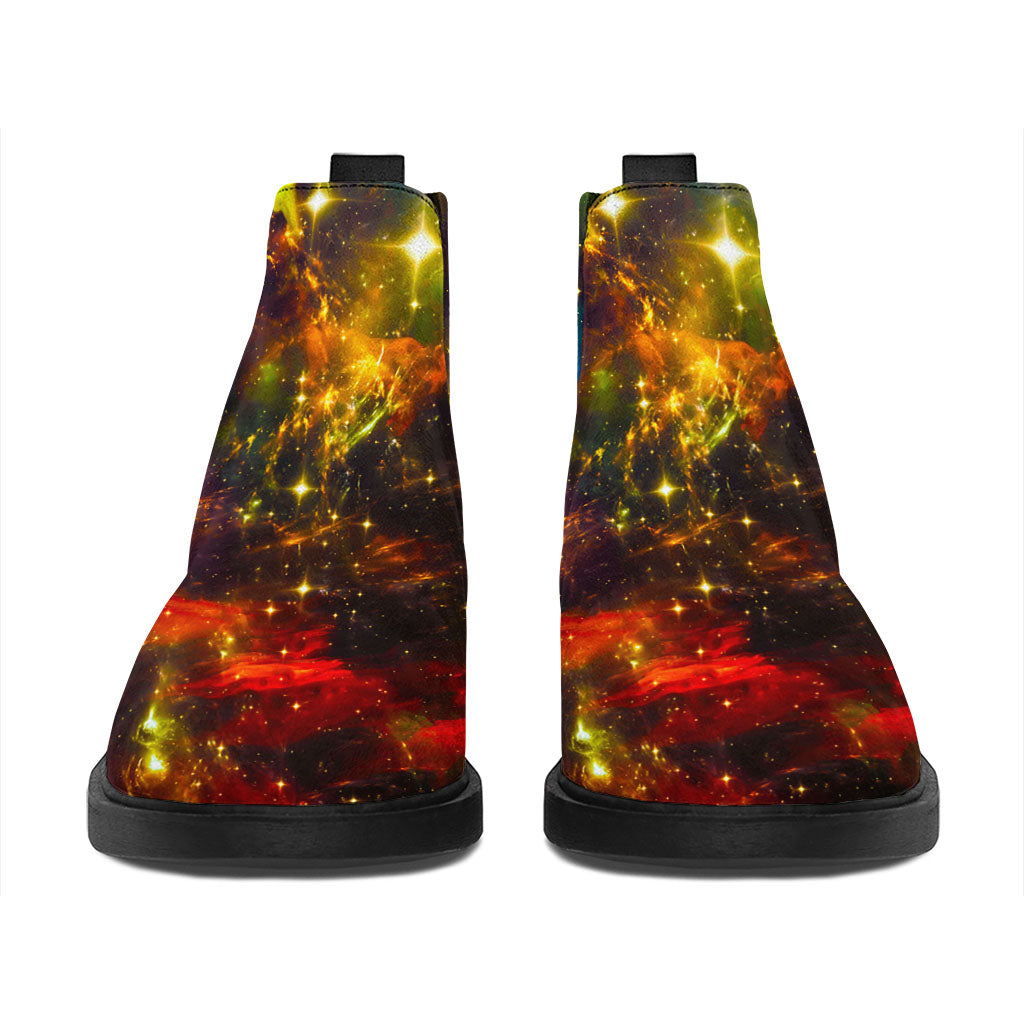 Colorful Universe Galaxy Space Print Flat Ankle Boots