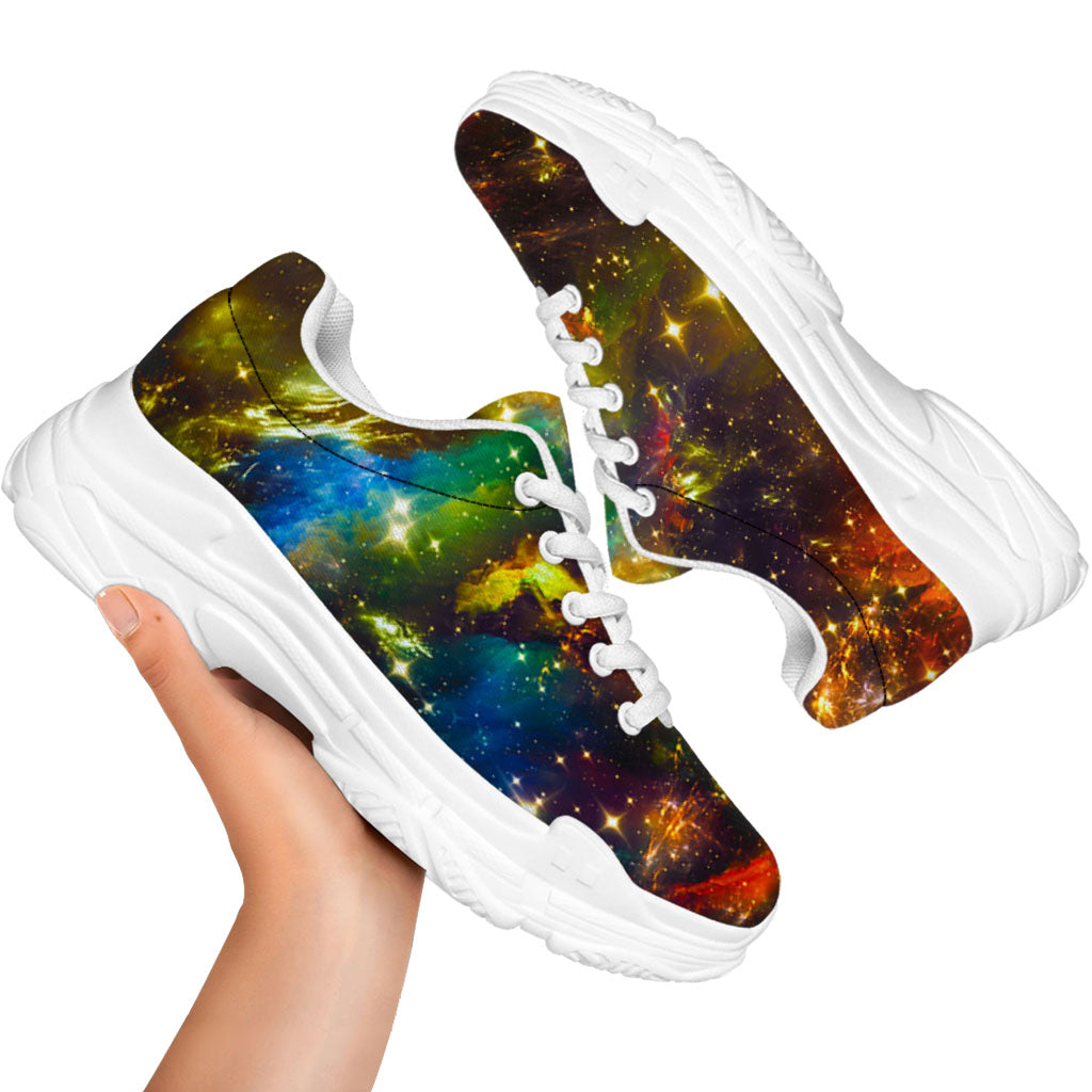 Colorful Universe Galaxy Space Print White Chunky Shoes