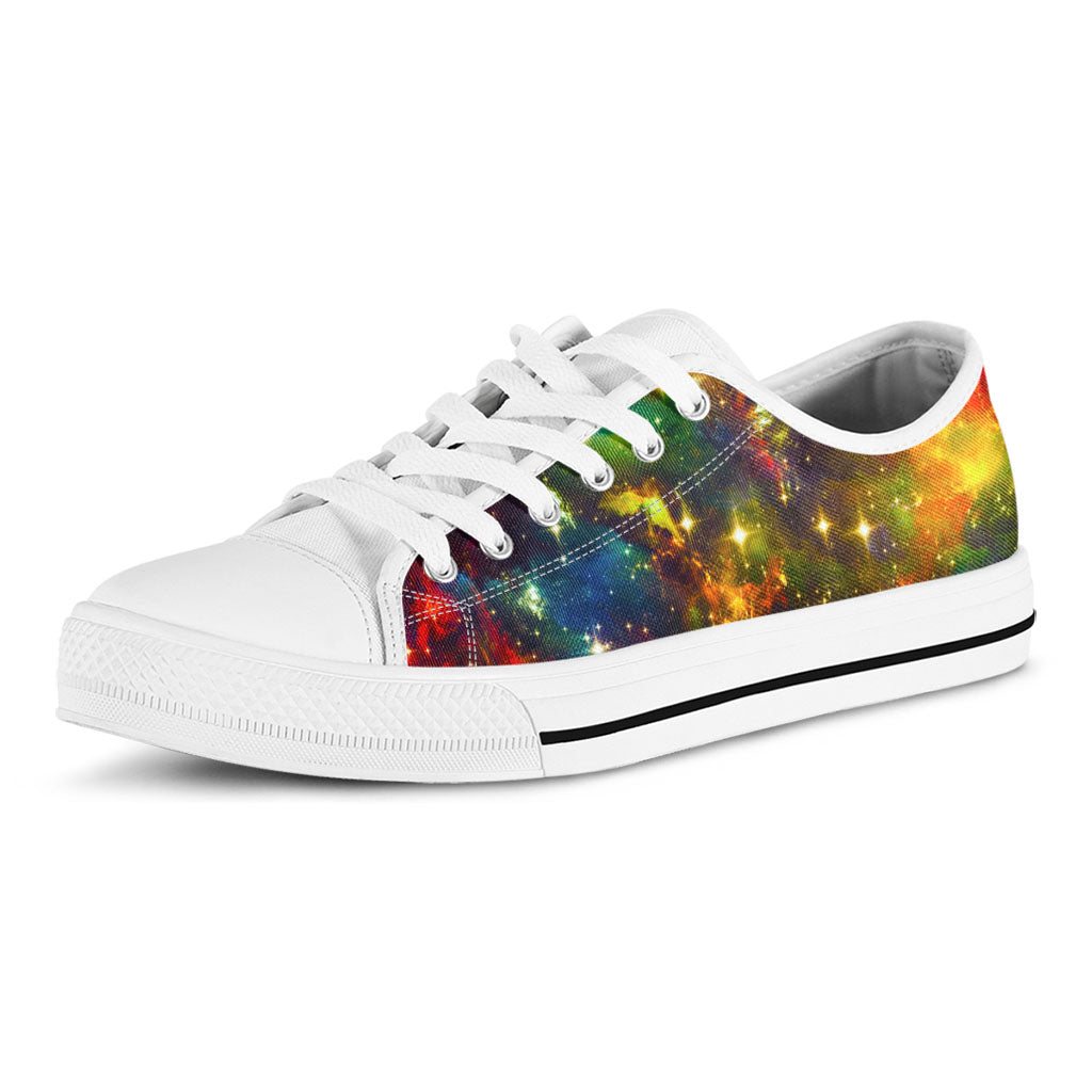 Colorful Universe Galaxy Space Print White Low Top Sneakers