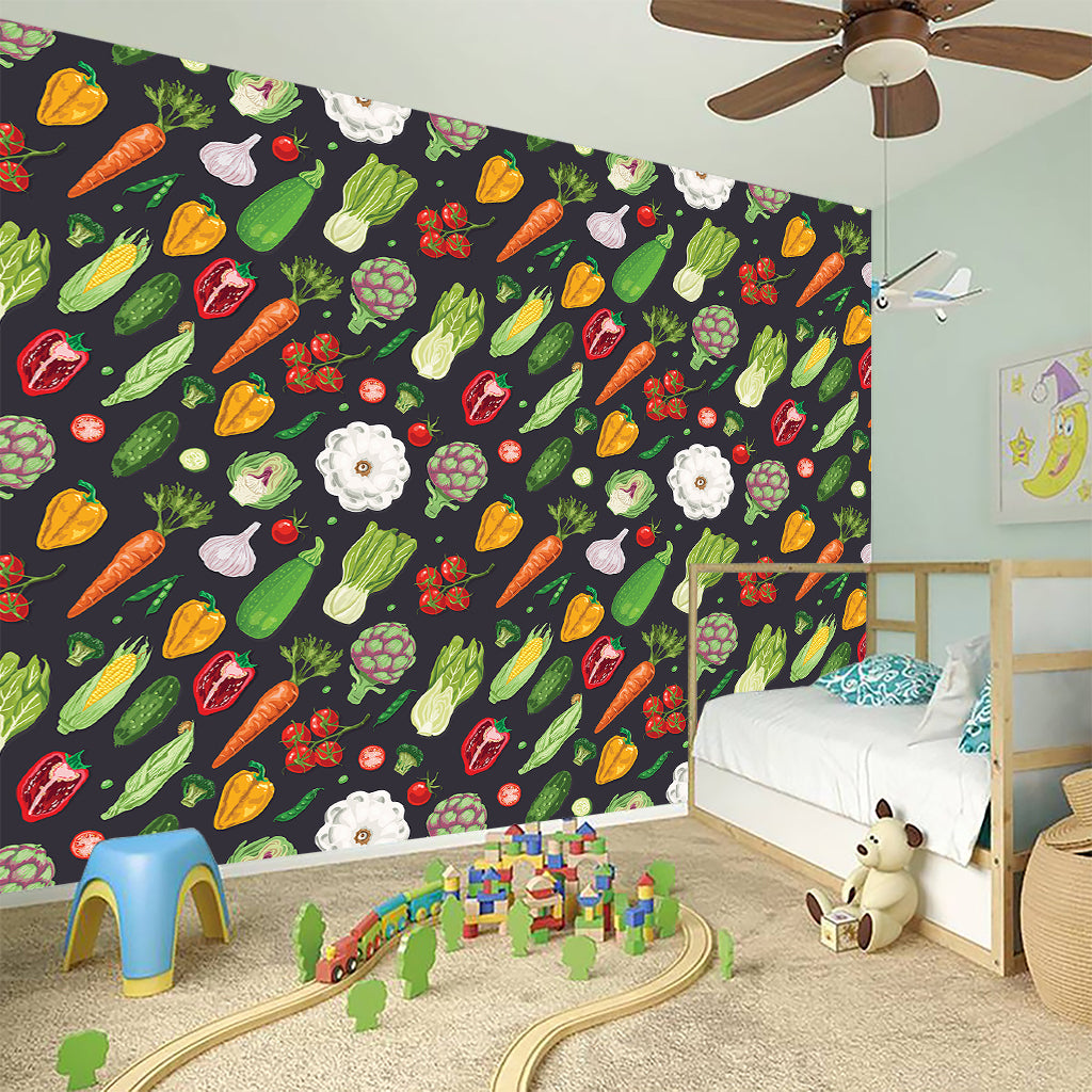 Colorful Vegetable Pattern Print Wall Sticker