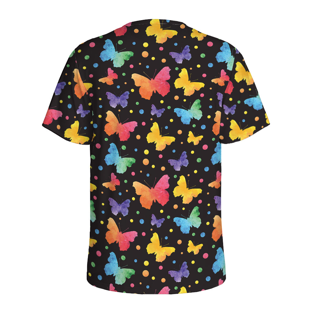 Colorful Watercolor Butterfly Print Men's Sports T-Shirt