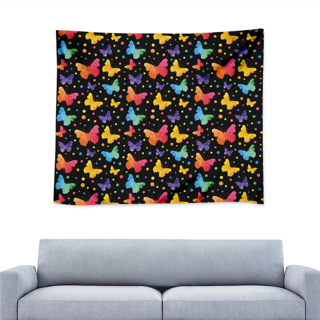 Colorful Watercolor Butterfly Print Tapestry