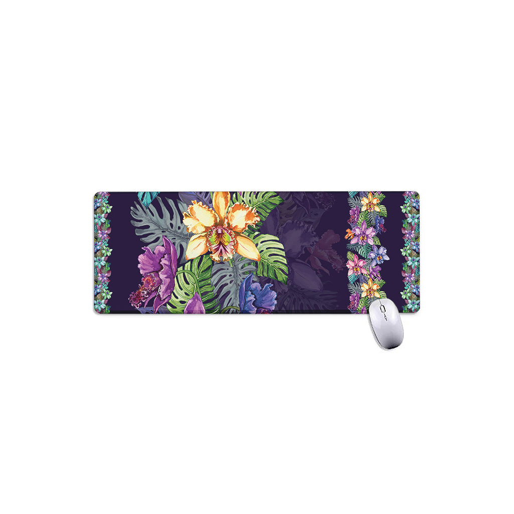 Colorful Watercolor Cattleya Print Extended Mouse Pad