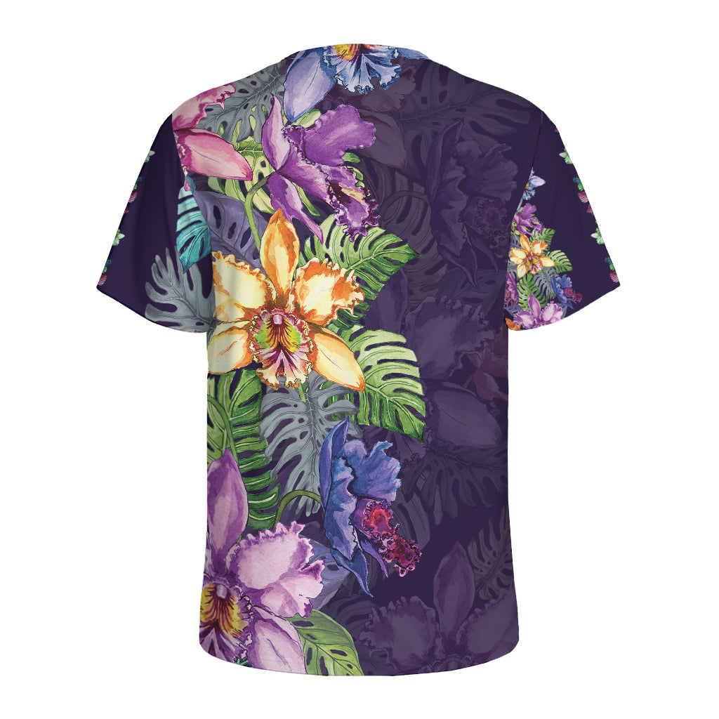 Colorful Watercolor Cattleya Print Men's Sports T-Shirt